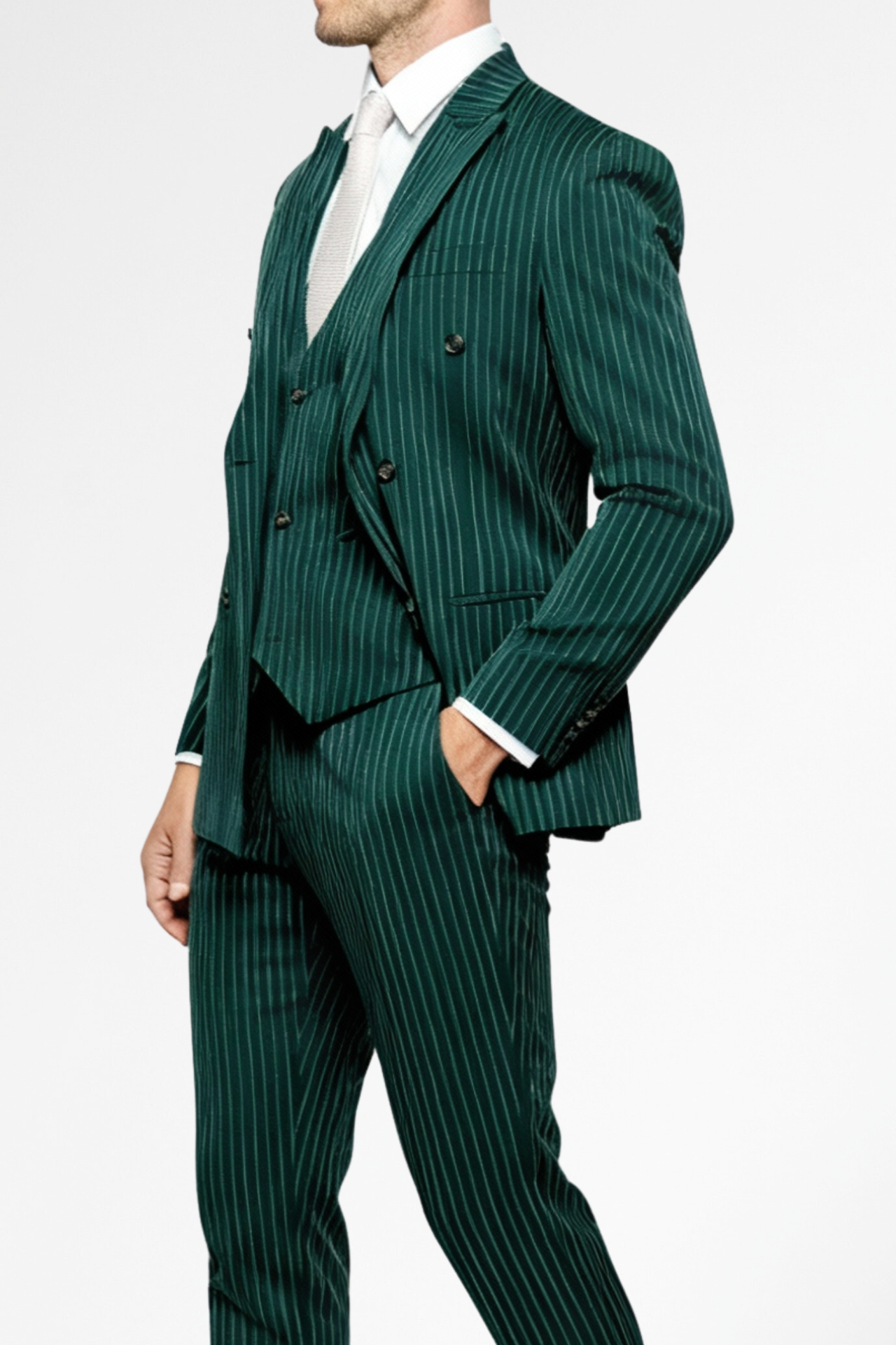 The Bespoke Green Pinstripe Trousers
