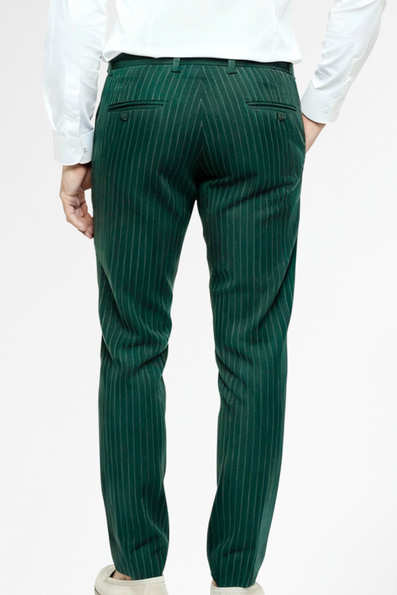 The Bespoke Green Pinstripe Trousers