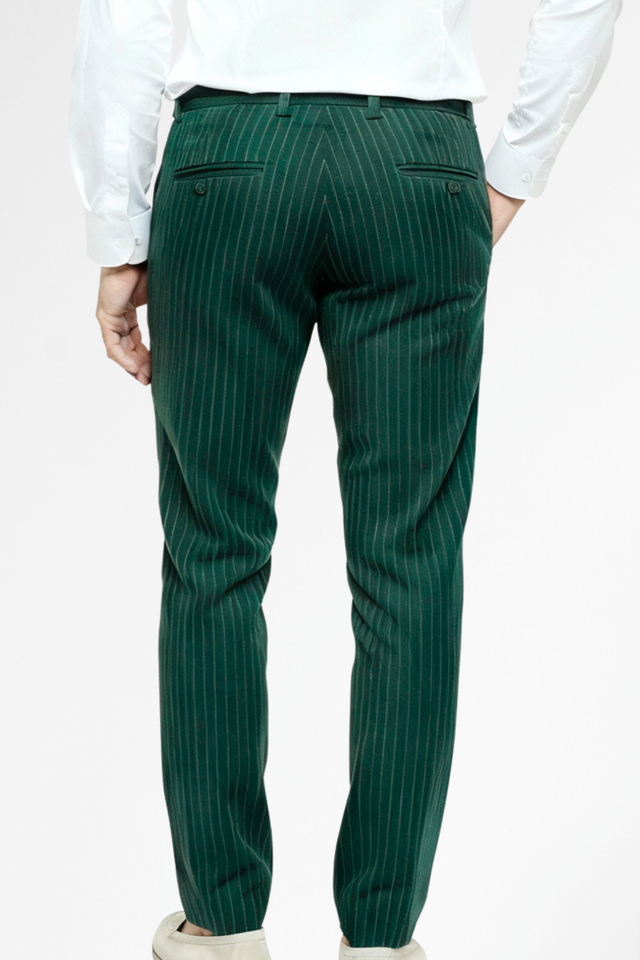 The Bespoke Green Pinstripe Trousers